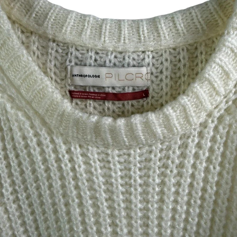 Anthropologie PILCRO Devenne Oversized Chunky Pointelle Crewneck Sweater Large - Picture 4 of 6